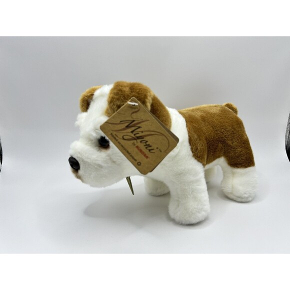 Miyoni by Aurora Realistic Bulldog 8.5" Plush Pup White Brown Dog Stuffed Animal - Picture 5 of 14